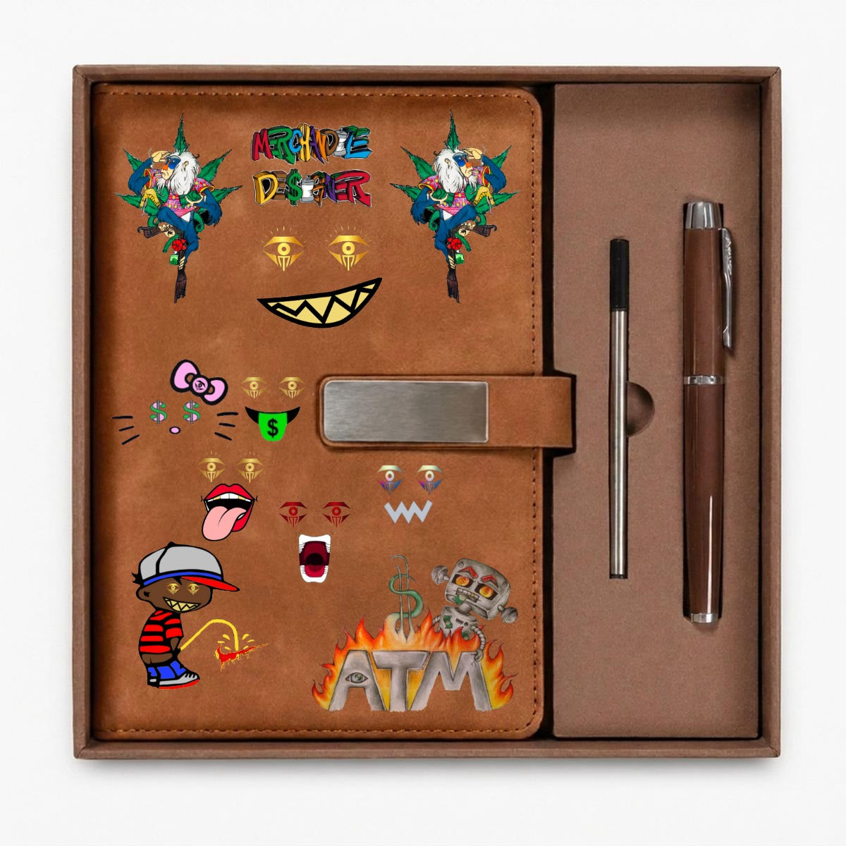 Merchandize Designer Blueprint Notebook with Metal Pen