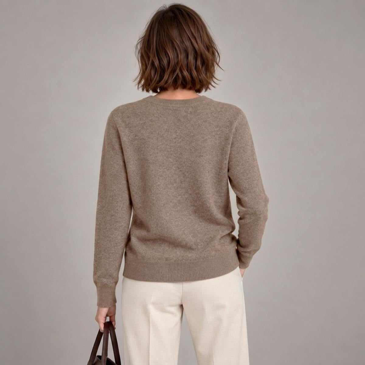 Merchandize Designer Soft Wool-Blend Crewneck Knit Sweater|Embroidery