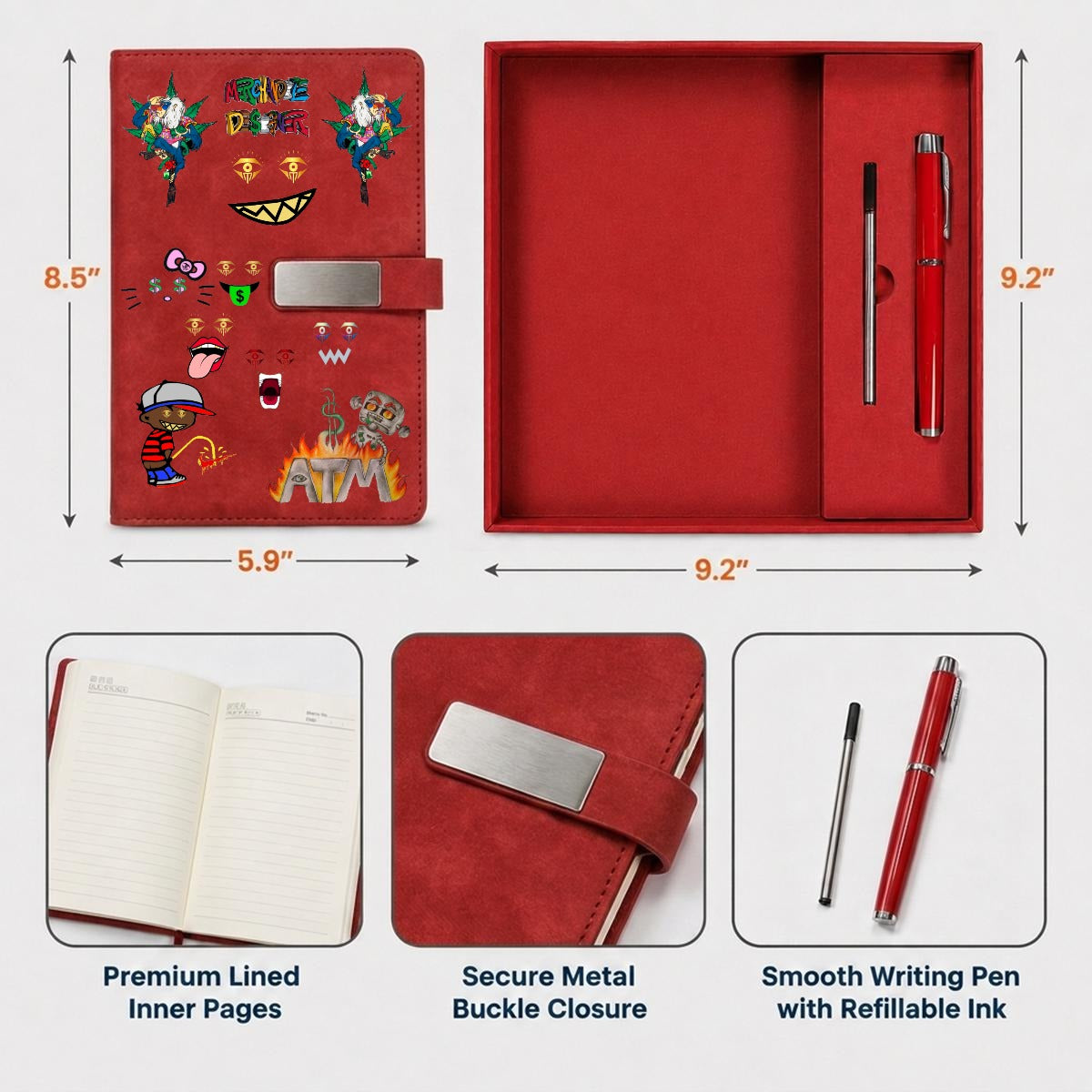 Merchandize Designer Blueprint Notebook with Metal Pen