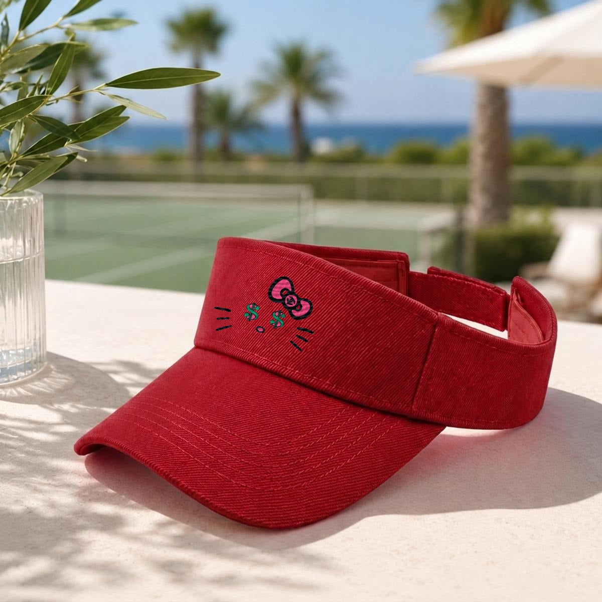 Embroidery Cash Kitty Designer-Top Visor