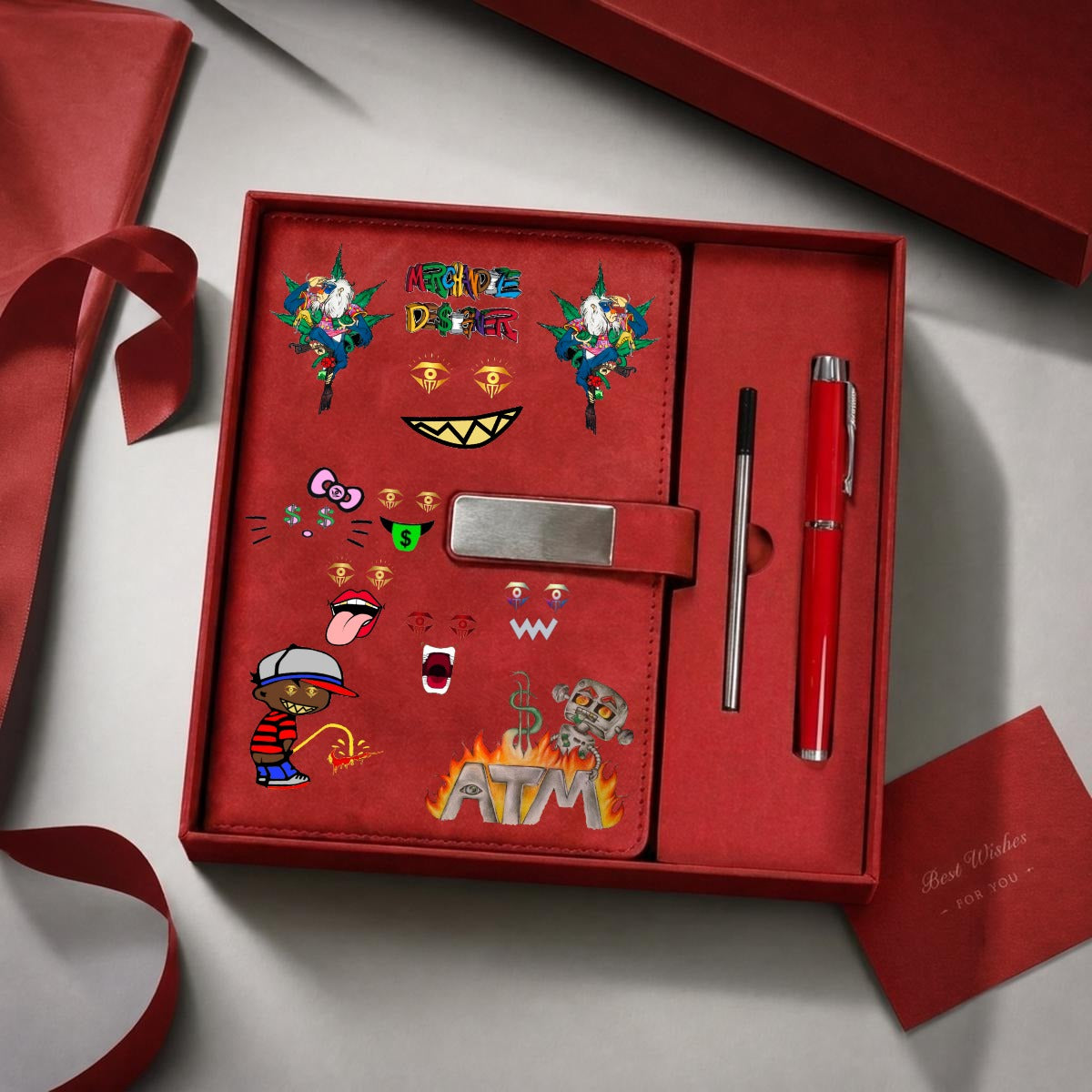 Merchandize Designer Blueprint Notebook with Metal Pen