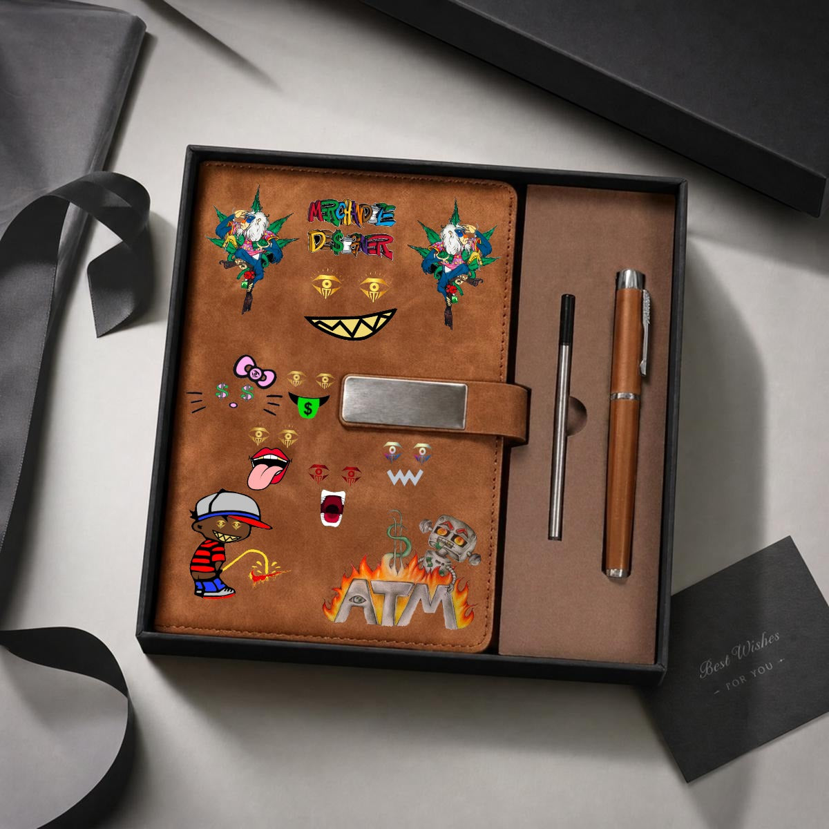 Merchandize Designer Blueprint Notebook with Metal Pen