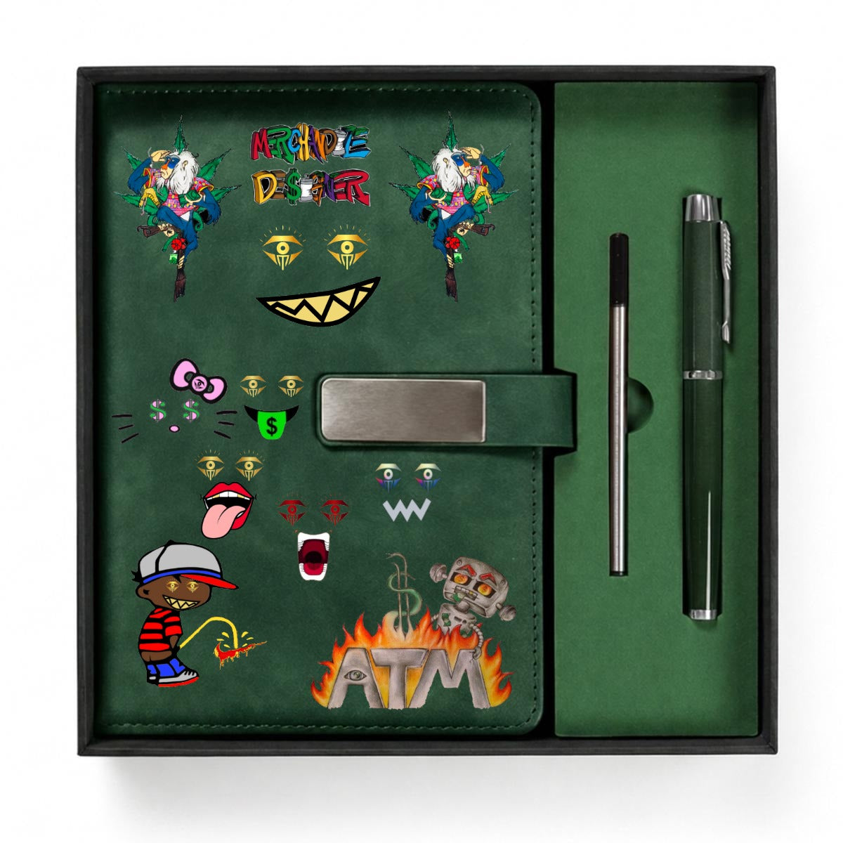 Merchandize Designer Blueprint Notebook with Metal Pen