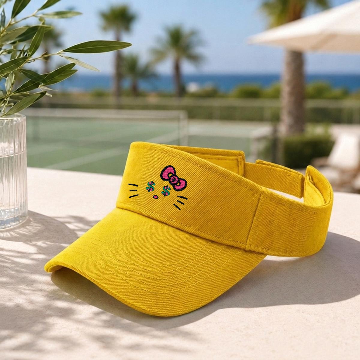 Embroidery Cash Kitty Designer-Top Visor