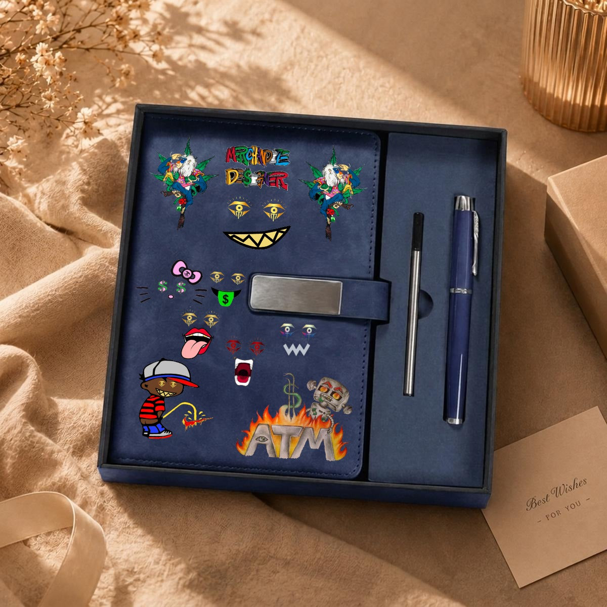 Merchandize Designer Blueprint Notebook with Metal Pen