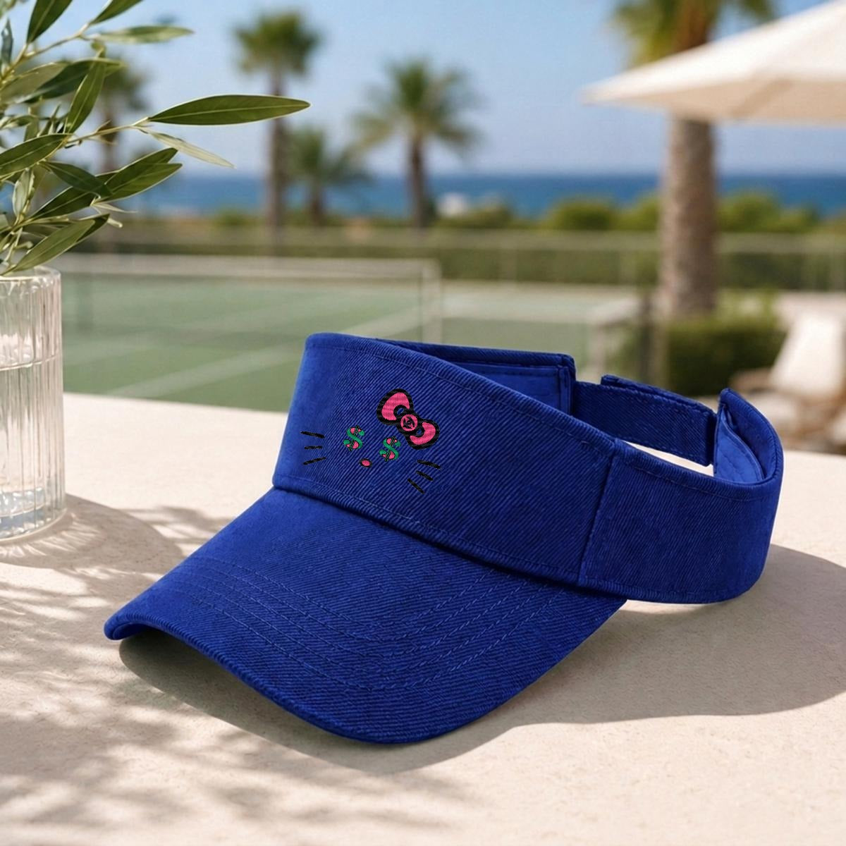 Embroidery Cash Kitty Designer-Top Visor