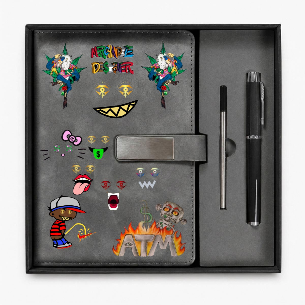 Merchandize Designer Blueprint Notebook with Metal Pen