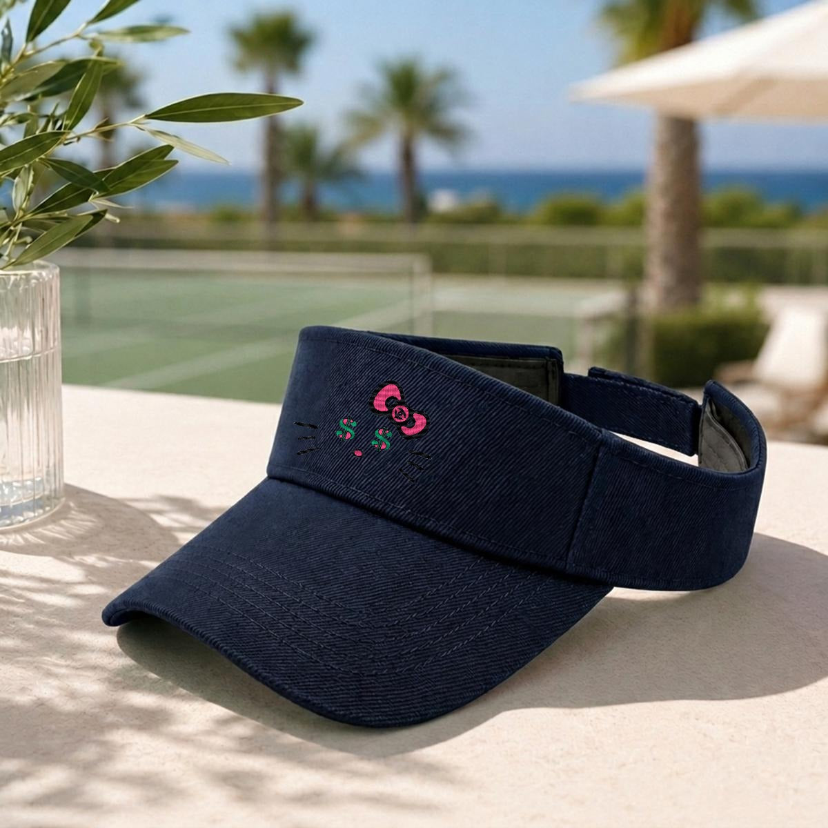 Embroidery Cash Kitty Designer-Top Visor