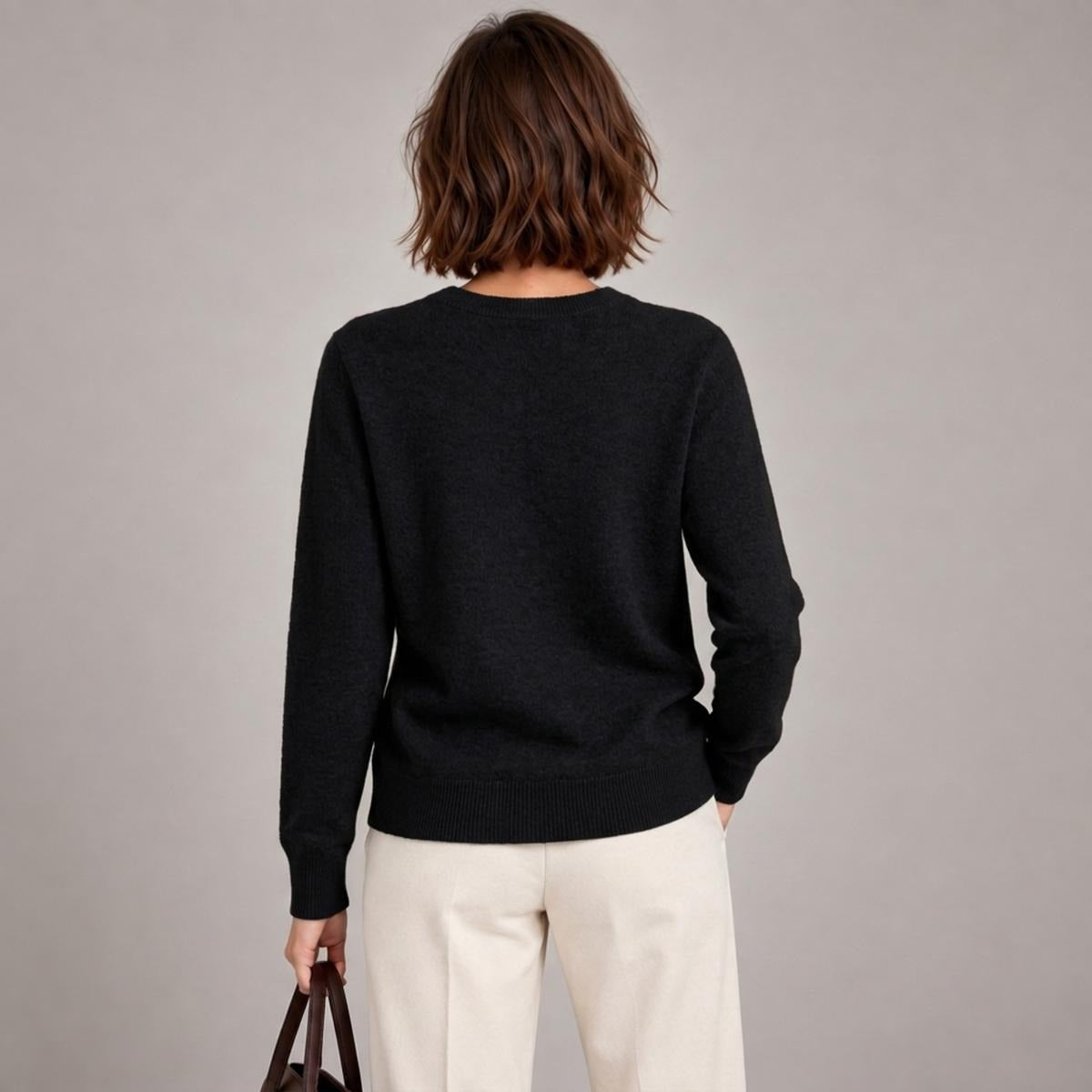 Merchandize Designer Soft Wool-Blend Crewneck Knit Sweater|Embroidery
