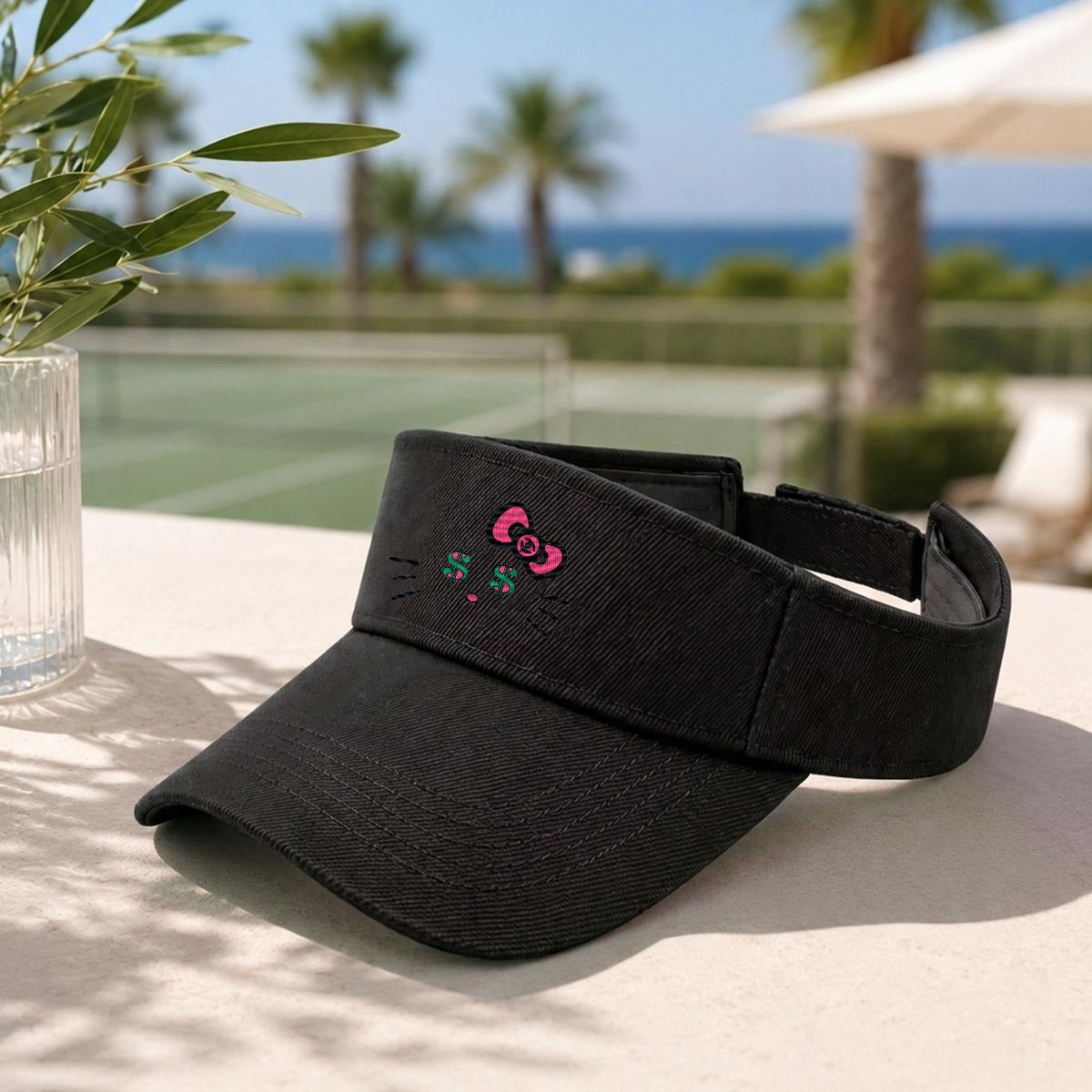 Embroidery Cash Kitty Designer-Top Visor