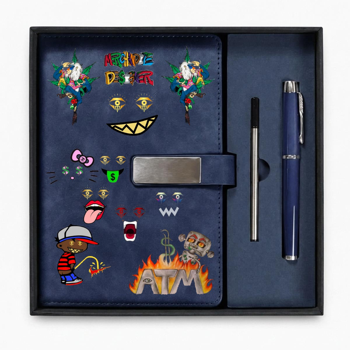 Merchandize Designer Blueprint Notebook with Metal Pen