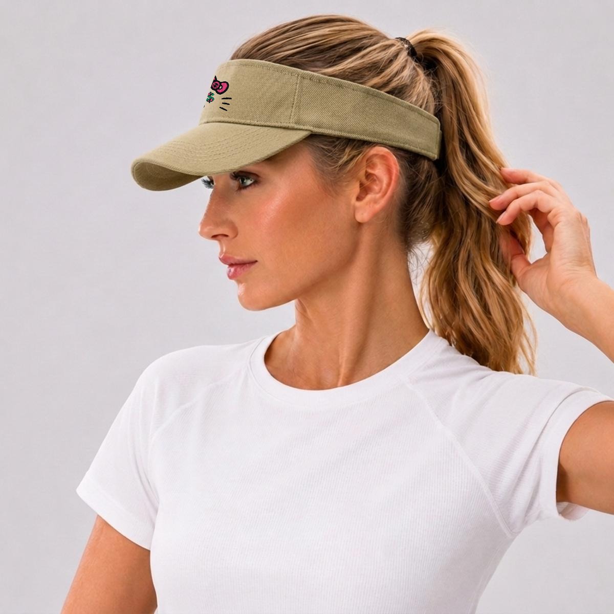 Embroidery Cash Kitty Designer-Top Visor