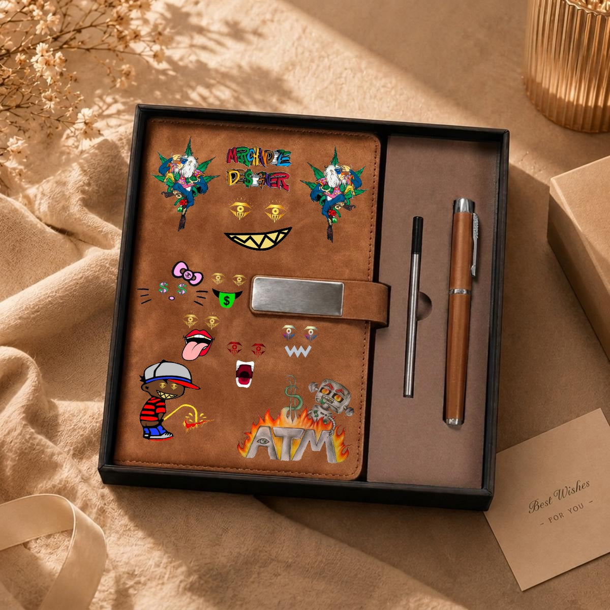 Merchandize Designer Blueprint Notebook with Metal Pen