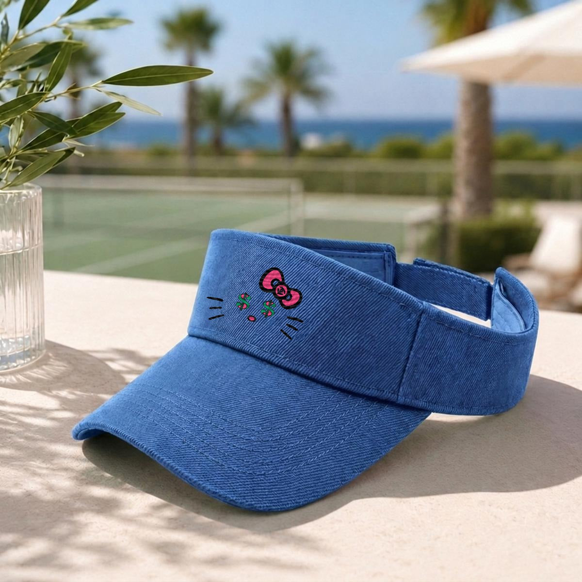 Embroidery Cash Kitty Designer-Top Visor