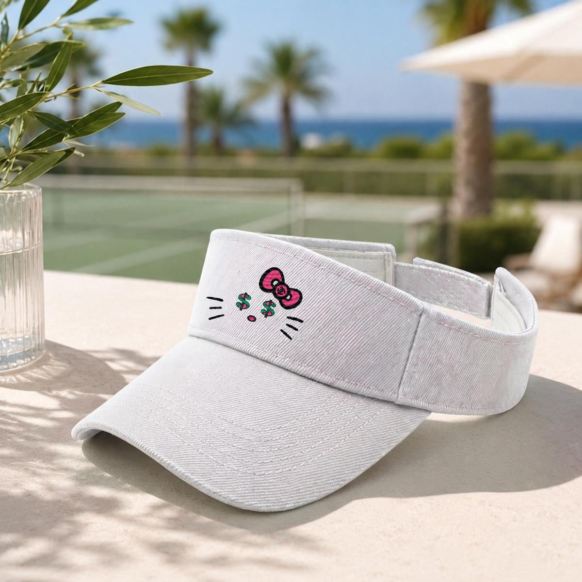 Embroidery Cash Kitty Designer-Top Visor