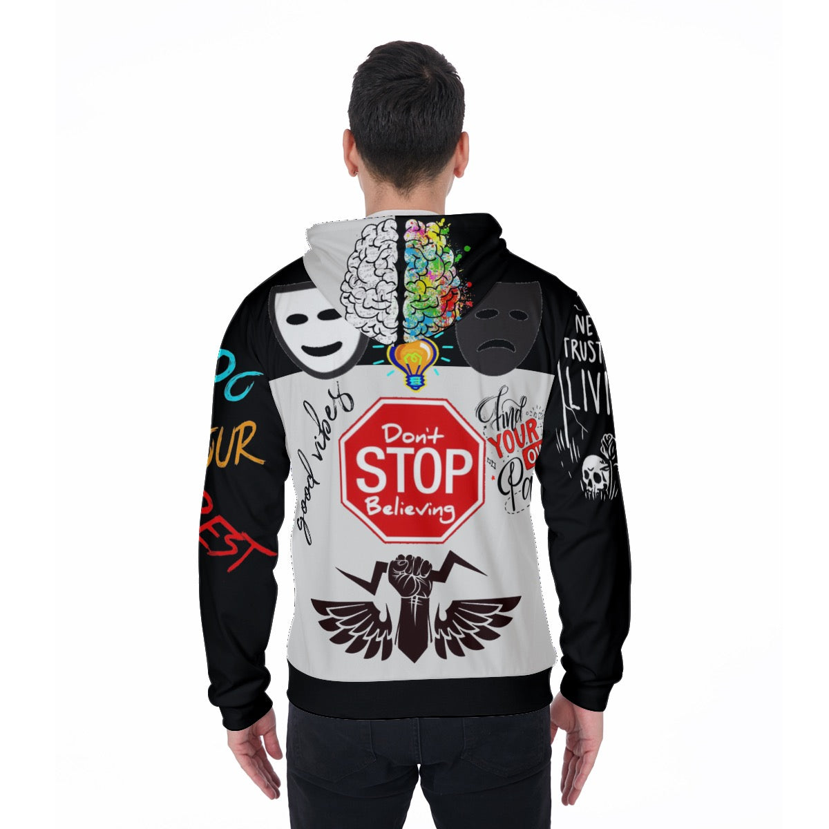 Designer Men's Fur Zip Up Hoodie-gray