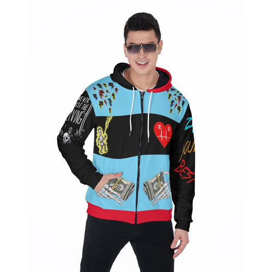 Designer Men's Fur Zip Up Hoodie-blu