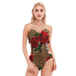 Rose/cheetah Bodysuit With Side  Straps