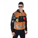 Designer Men's Fur Lined Zip Up Hoodie-Orange