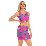 Pink Snake Camisole & Hip Skirt Suit