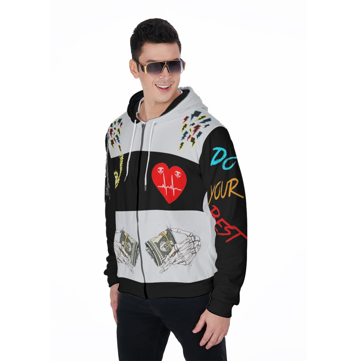 Designer Men's Fur Zip Up Hoodie-gray