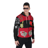 RED- Designer Men's Fur Zip Up Hoodie