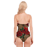 Rose/cheetah Bodysuit With Side  Straps