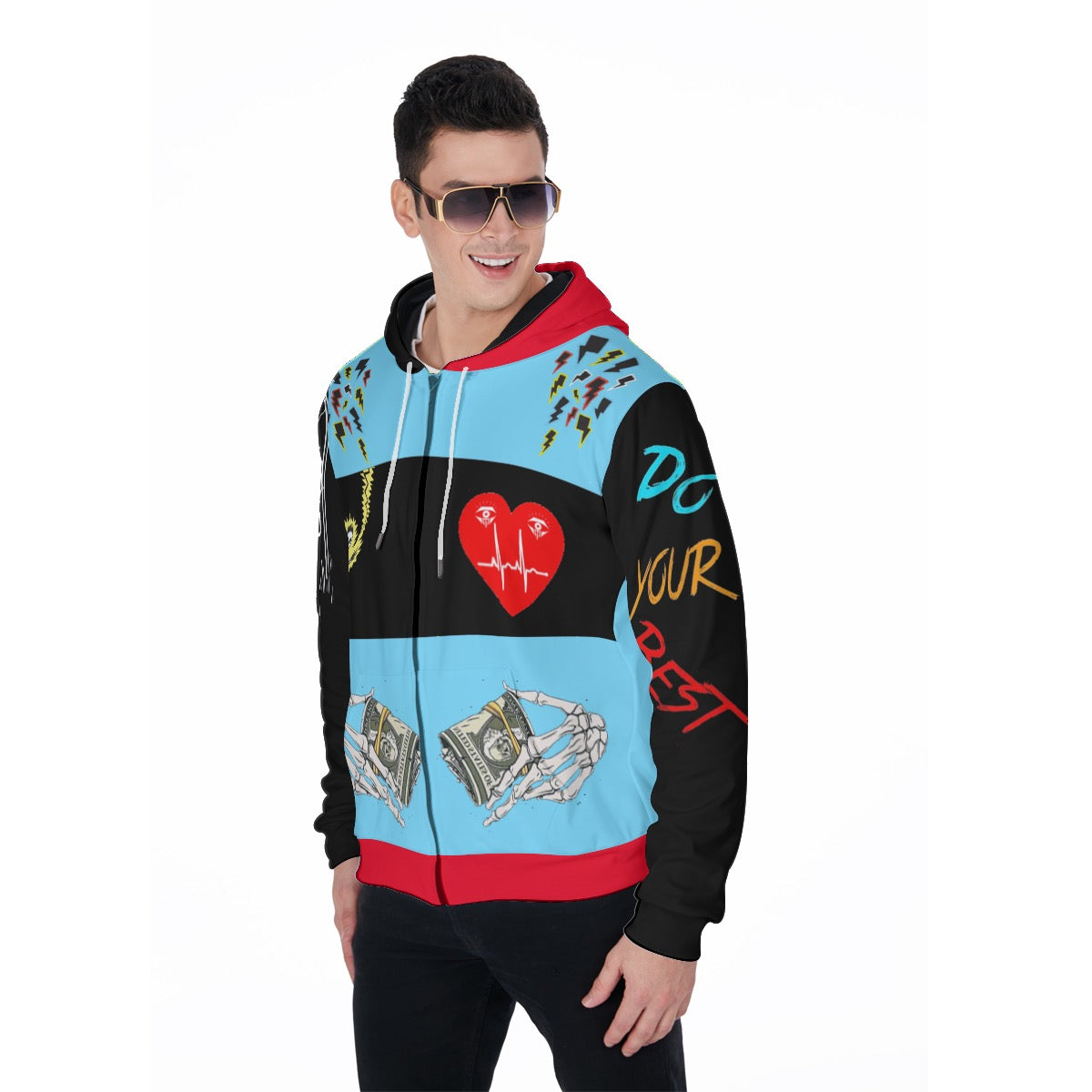 Designer Men's Fur Zip Up Hoodie-blu