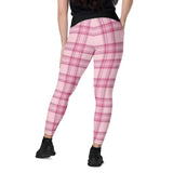 Pink/pink plaid Leggings with pockets