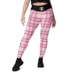 Pink/pink plaid Leggings with pockets