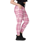 Pink/pink plaid Leggings with pockets