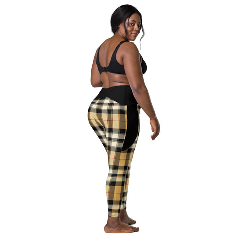 Tan/black plaid Leggings with pockets