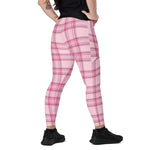 Pink/pink plaid Leggings with pockets