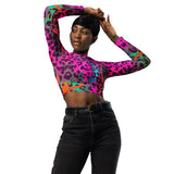 Rainbow cheetah long-sleeve crop top