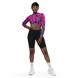 Rainbow cheetah long-sleeve crop top